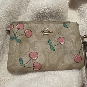 coach cherry wristlet